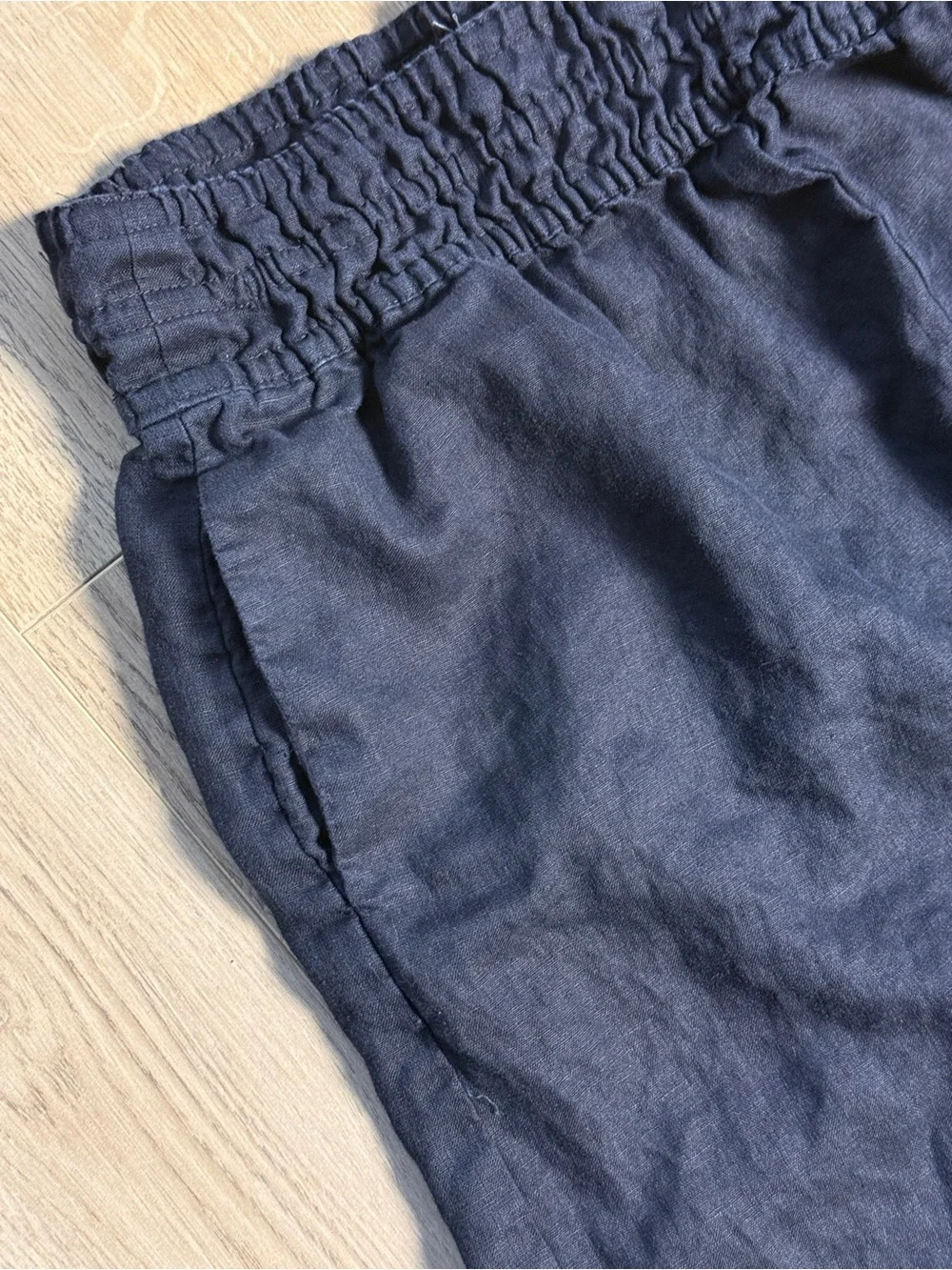 By Anthropologie Somerset pull on black cropped linen pants wide leg size MT